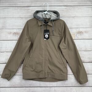 Volcom Warren Full Zip Hooded Jacket Mens Small Brown Gray NEW